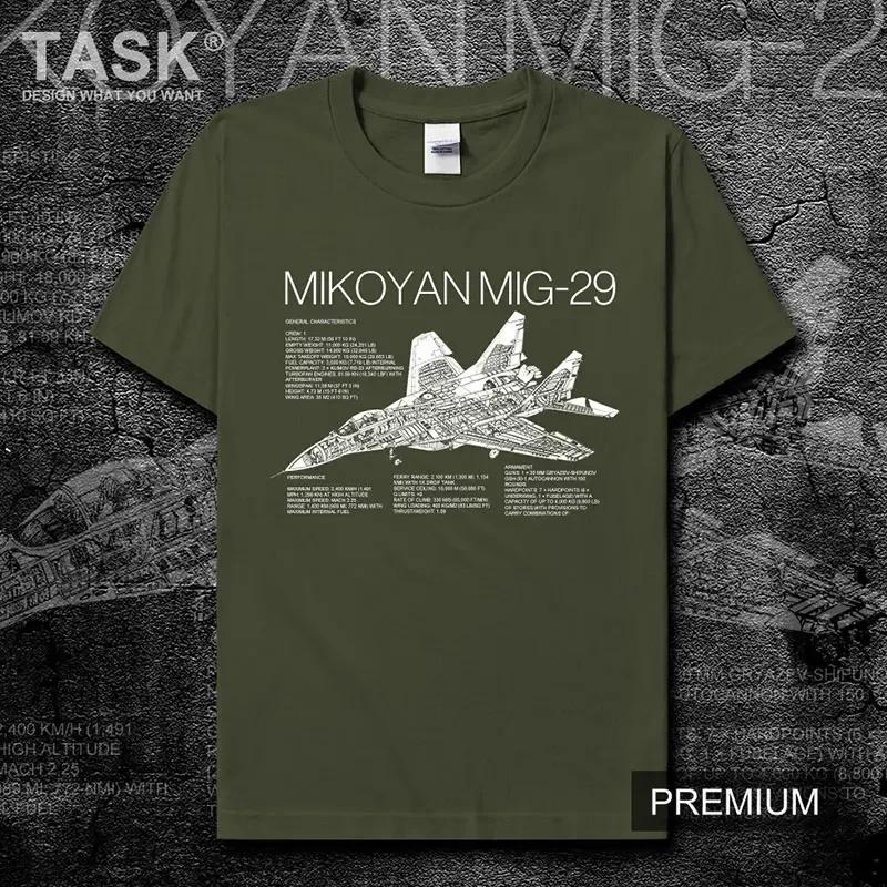 Russian Mikoyan MiG29 Fighter Blueprint Printed TShirt 100 Cotton ONeck Short Sleeve Summer Casual Mens Tshirt Streetwear
