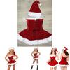 Stunning Backless Soft Touch Red Velvet Sexy Women Christmas Santa Claus Dress Hat