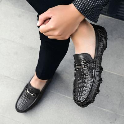 2024 Herren Leder Sommer Alligator-Textur Slipper Freizeitschuhe Männliche Sneaker Loafer Herren Kaffee Herren Loafer Flats Fahrschuhe