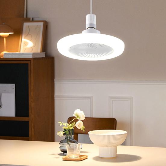 Geschlossener Deckenventilator mit Lichtfernbedienung, 3 Geschwindigkeitsstufen, geräuscharm, energiesparend, E27, Mini-Deckenventilator ohne Flügel, LED-Lampe