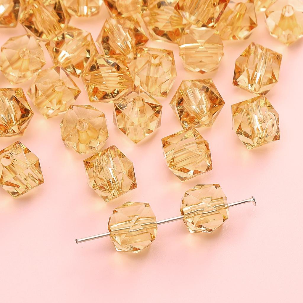 Handmade Beads Diamond-shaped Faceted Beads Acrylic Transparent Irregular Faceted Round Beads Beads DIY Bracelet Cell Phone Chain Jewelry Loose Beads