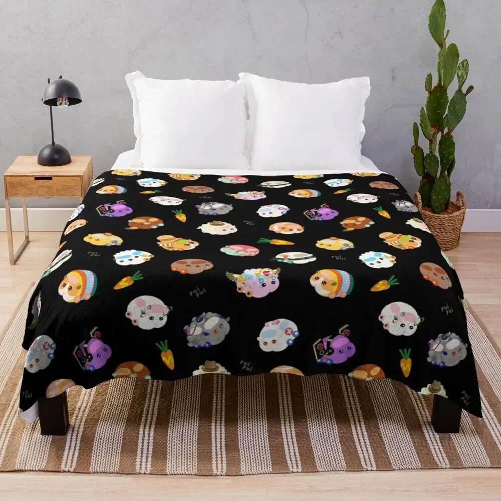 

Pui Pui Molcar Assorted Characters Toss Design - Black Throw Blanket Flannel blankets ands Multi-Purpose Blankets 80x120cm(31x47inch)