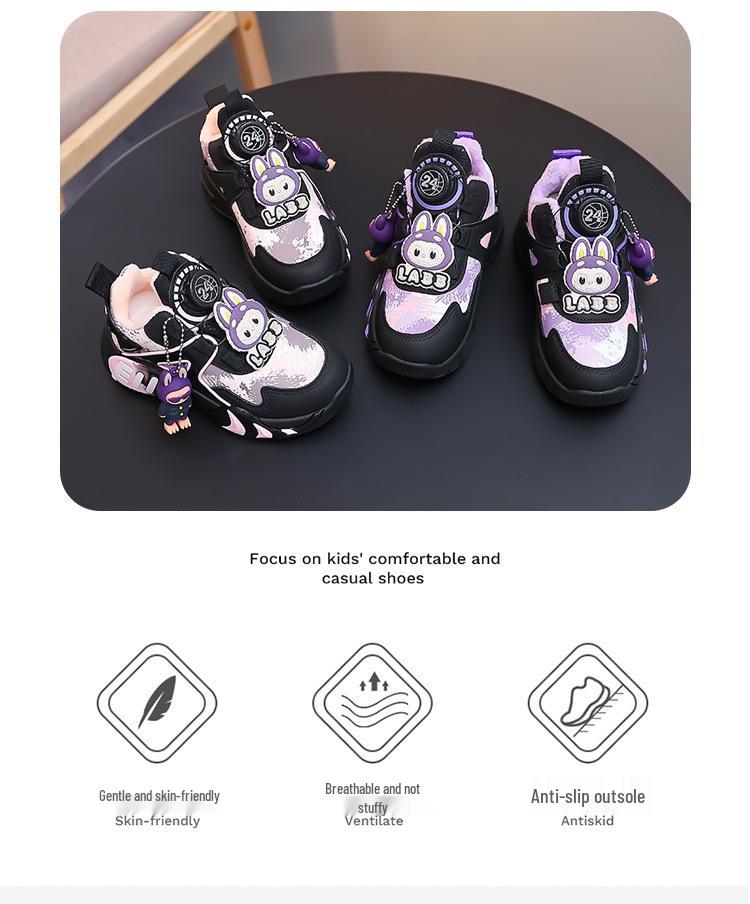 Girls' Waterproof Leather Sports Shoes - 2025 Spring & Autumn Collection - Running & Basketball Sneakers for Medium and Large Children.