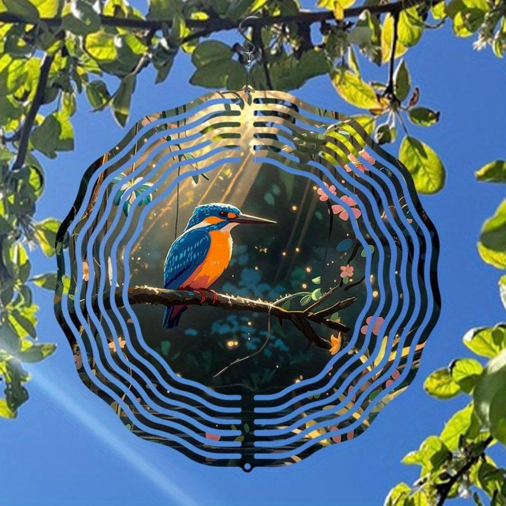 Blue Bird 2D Metal Wind Chime - Handcrafted Outdoor Garden Decor with Soothing Melodies, Vibrant Bird Design for Patio