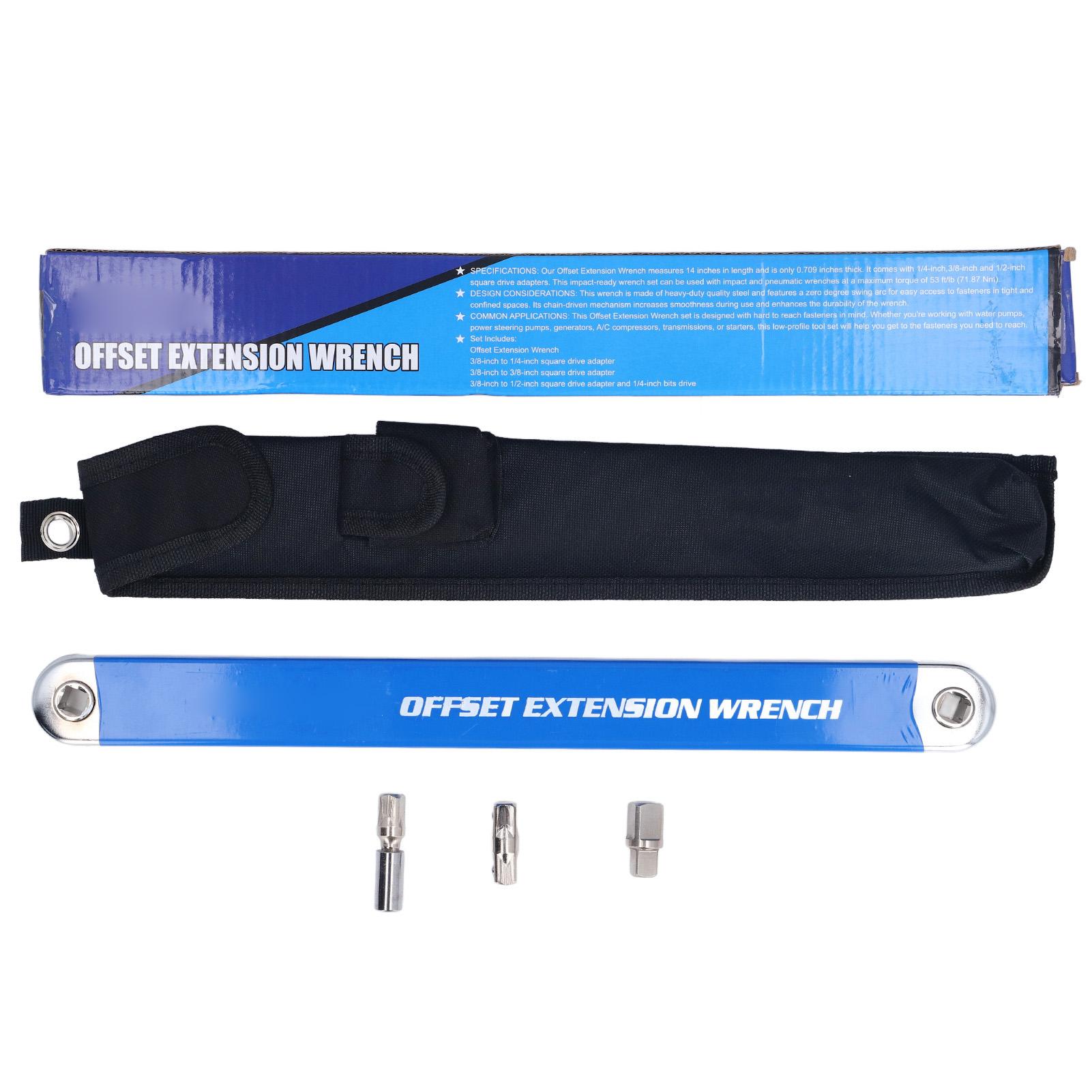 

Offset Extension Wrench Set Universal Multifunctional Ratchet Dual Use 13.4in Blue