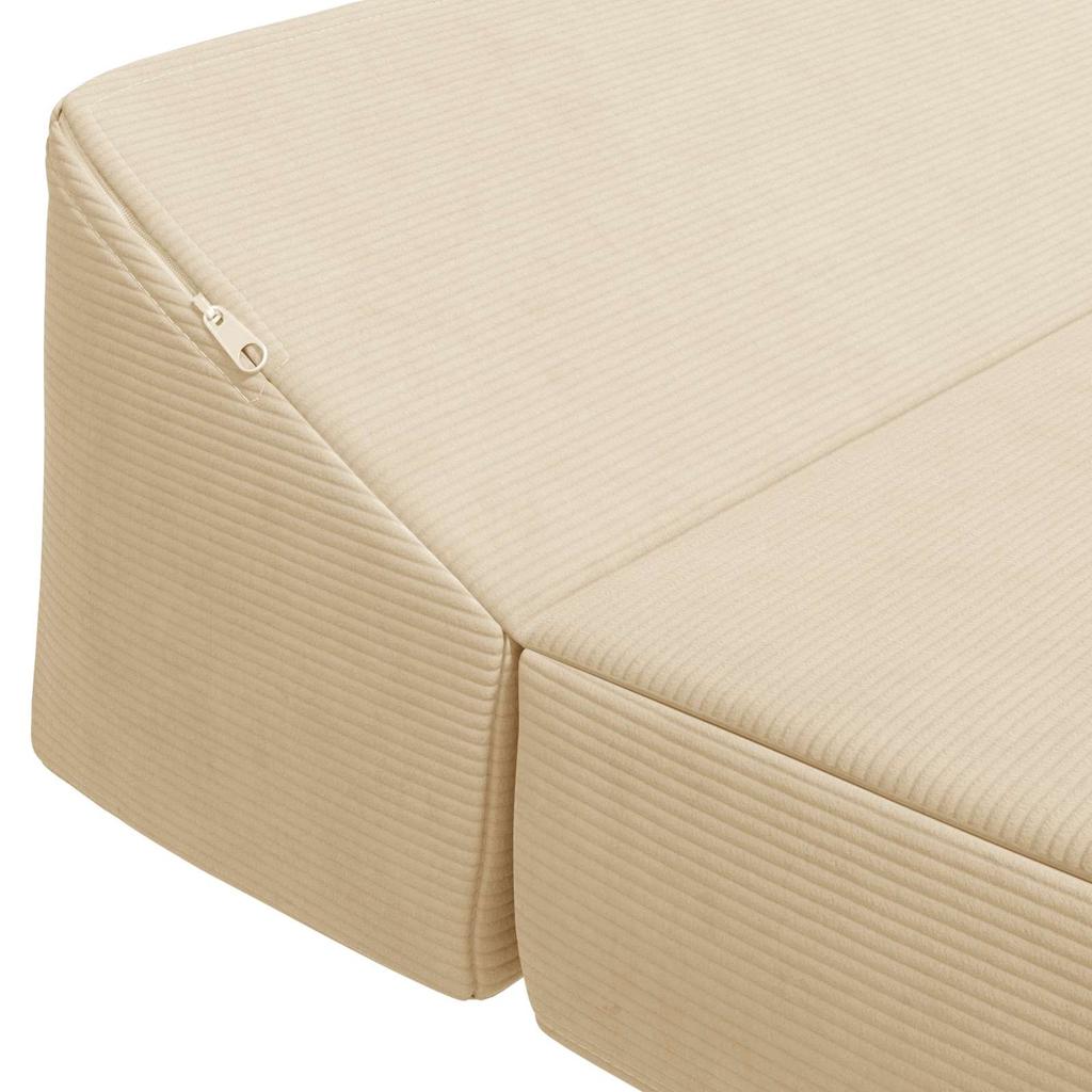 Foldable Sofa Bed Cream 120 X 60 X 49 Cm Fabric