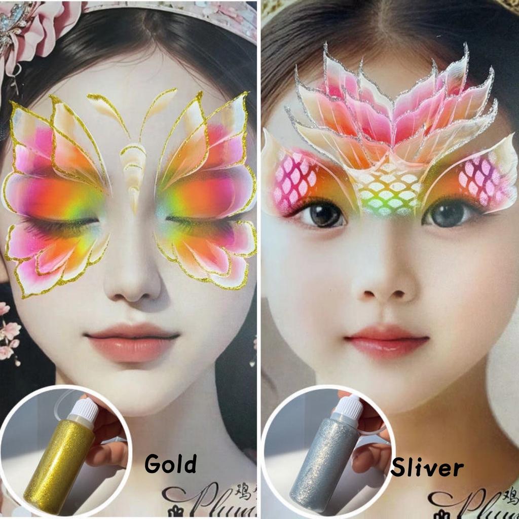 Watercolor Outline Glitter DIY Face Painting Decoration Gold Glitter Glue Stage Performance Holiday Shiny Makeup
