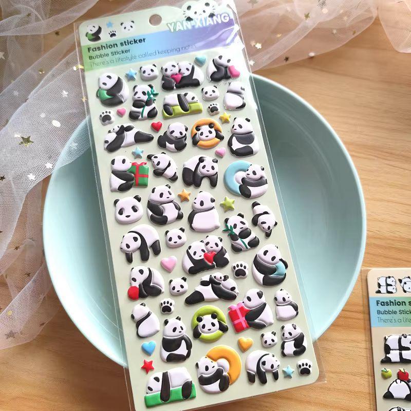 4pcs 3D Bubble Stickers Cut Panda Sakura Creative Girl'S Diy Phone Case Camera Decoration Stickers Children'S Reward Toy