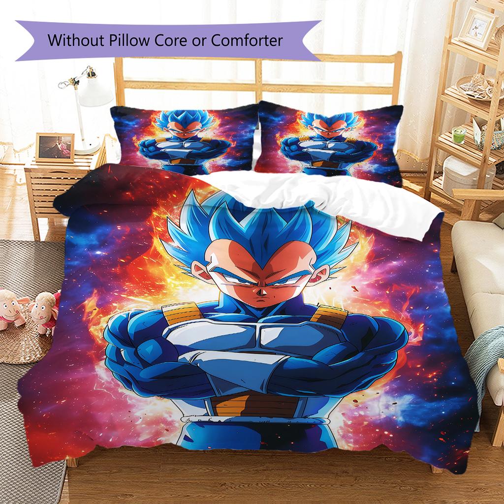 Vegito Pattern Bedding,Quilt Set Quilt Cover Pillowcase Home Birthday Gift (1 * Duvet Cover + 2 * Pillowcase, Without Core)