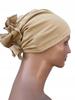 Luba Camel Turban Fashionable Ruffled Cap Without Pattern Even After Chemotherapy