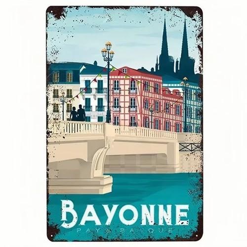 Bayonne Pays Basque Metal Sign Man Cave Decor Vintage Style Wall Art 20X30CM