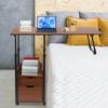 Overbed Table On Wheels, Movable & Adjustable Bedside Laptop Desk, Rolling Hospital Bed Tray W/ Storage Cabinet, Fits Over Couch
