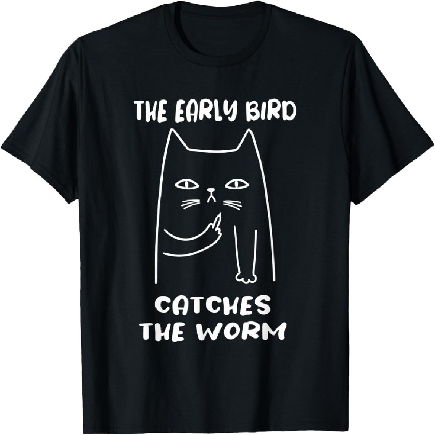 Late riser motif with middle finger cat and saying T-Shirt XXXXXL разноцветный