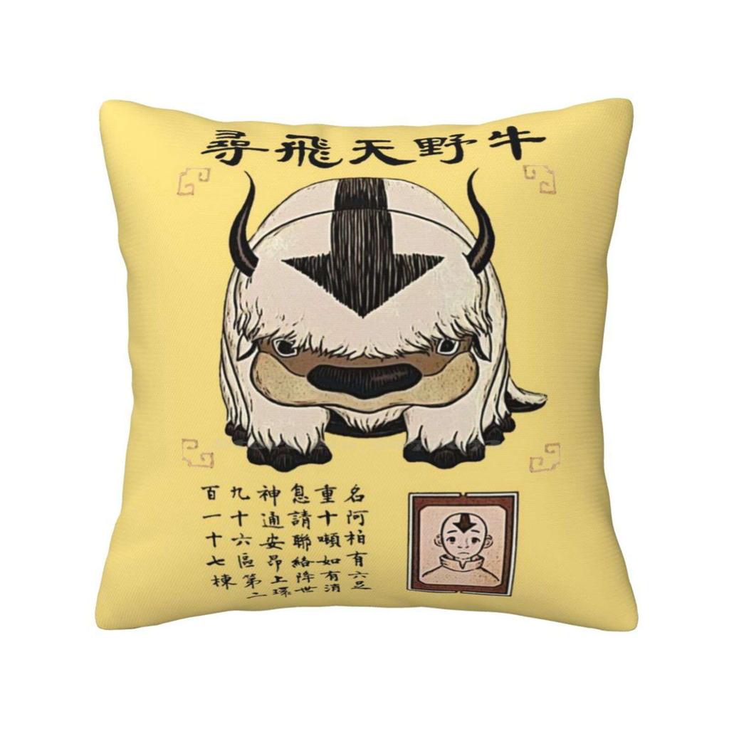 Appa Throw Cushion Pillow Cover Pillowcase Appa The Legend Of Aang Katara Zuko Sokka Flying Bison Team Sky Air Elements Fire