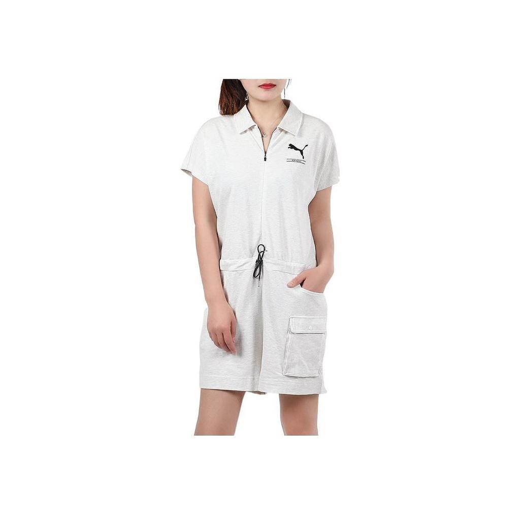 Puma Nu-Utility Jumpsuit Solid Color Printed Casual Jumpsuit Women jumpsuit White 583862-19