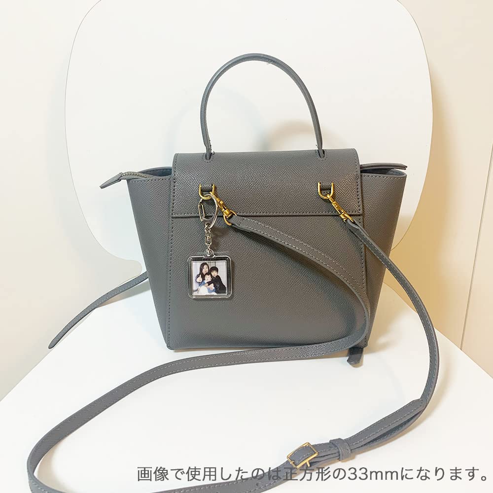 EBISU Design Square Photo-In Keychains (5-Pack), Handmade, Made in Japan, 33mm x 33mm, Clear, kk33