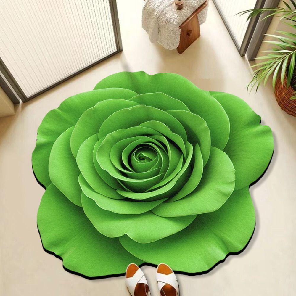 Special-shaped Flower Carpet Non-slip Water-absorbent Rose Floor Mat Algae Mud Soft Bathroom Floor Mat for Bedside Cloakroom