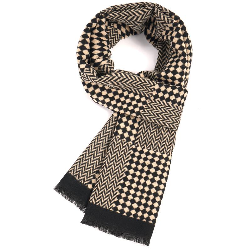 Men'S Scarves Men'S Winter Warmth Plaid Long Imitation Cashmere Men'S Scarves Custom