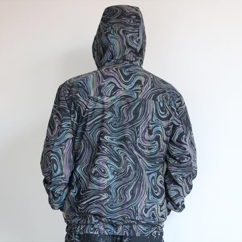 2026 Spring/Autumn Colorful Starry Swirl Reflective Hooded Jacket - Trendy Loose Knit & Breathable