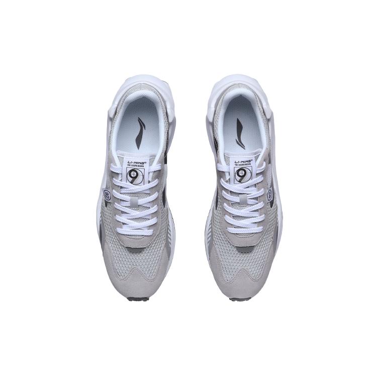 New LiNing Cushioned Anti Slip Wear Resistant Breathable Lightweight Low Top Casual Running Shoes Men's Gray White Black AGCR039-1