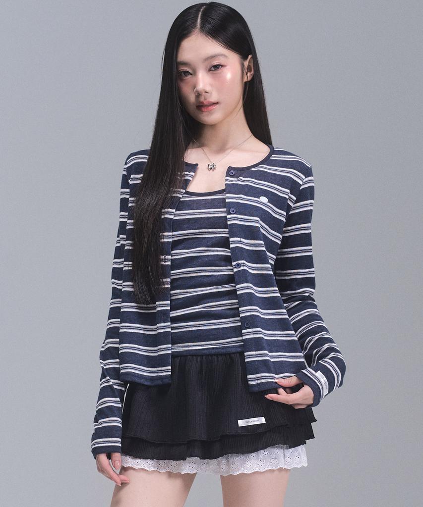 Zeroplanet Kelly Stripe Cardigan Set [Navy]