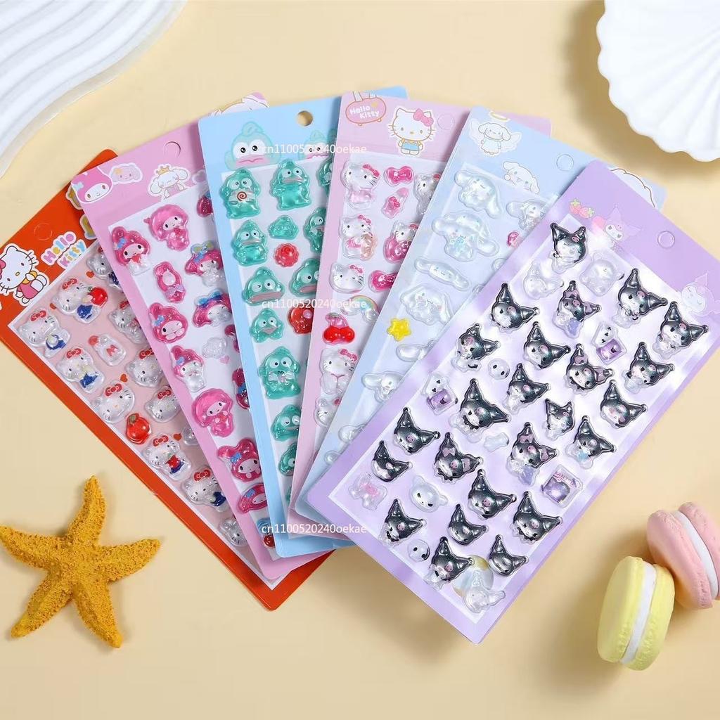 3D cartoon cat relief stickers, Sanrio black rice melody aesthetic stickers, student stationery, party favors, classroom gifts