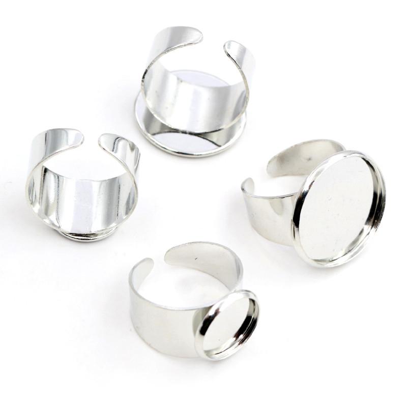 

12/14/16/18/20/25mm 6 Colors Bronze Silver Plated Brass Adjustable Ring Setting Blank/Base,Fit 12-25mm Glass Cabochons Bezels 20mm x 5pcs