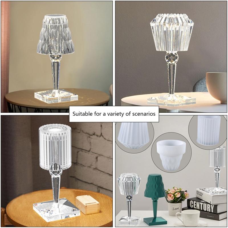 Crystal Desktop Lamp Epoxy Resin Mold DIY Table Lampshade Silicone Mold Warm White Light Sheet Pen Holder Mould