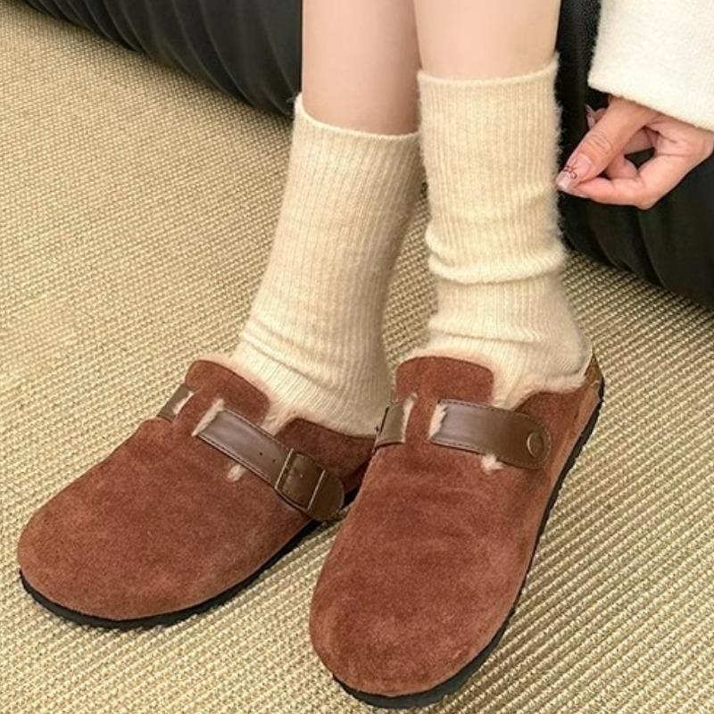 Damen Winter Wollsocken Warm Verdickt Kaschmir Pelzig Mode Einfarbig Gestrickt Bequem Haussocke Weich Mittelschaft Thermosocke