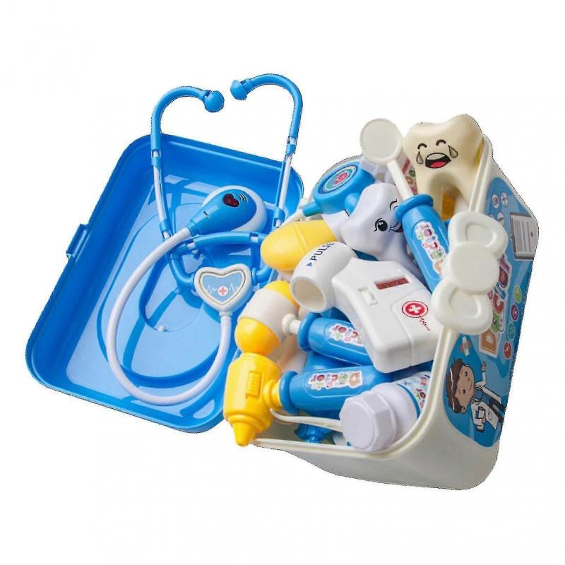 33pcs Kids Doctor Kit Blue Safe Durable Plastic Play With Imagination Kids Doctor Playset For Home School Education
