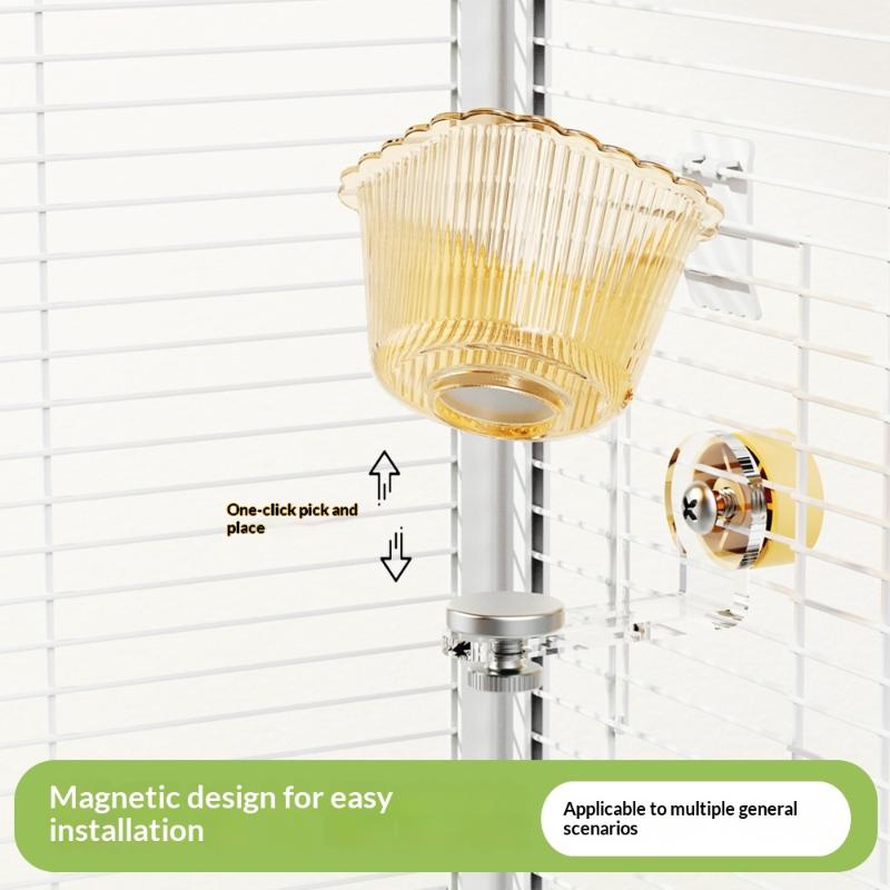 Pet Feeder Parrot Bird Feeder Box Magnetic Suction Basin Bowl Container Parrot Food Water Feeding Supplies Bird Cage Accessories