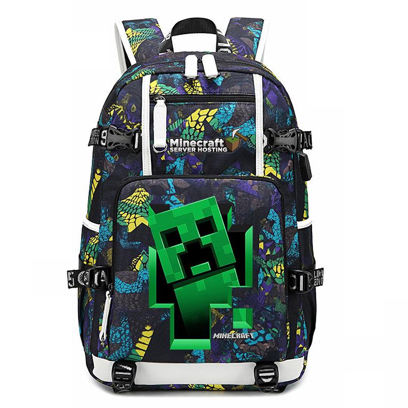 Hot Selling Minecraft Game Peripheral Printed Backpack Outdoor Large Capacity Travel Bag
