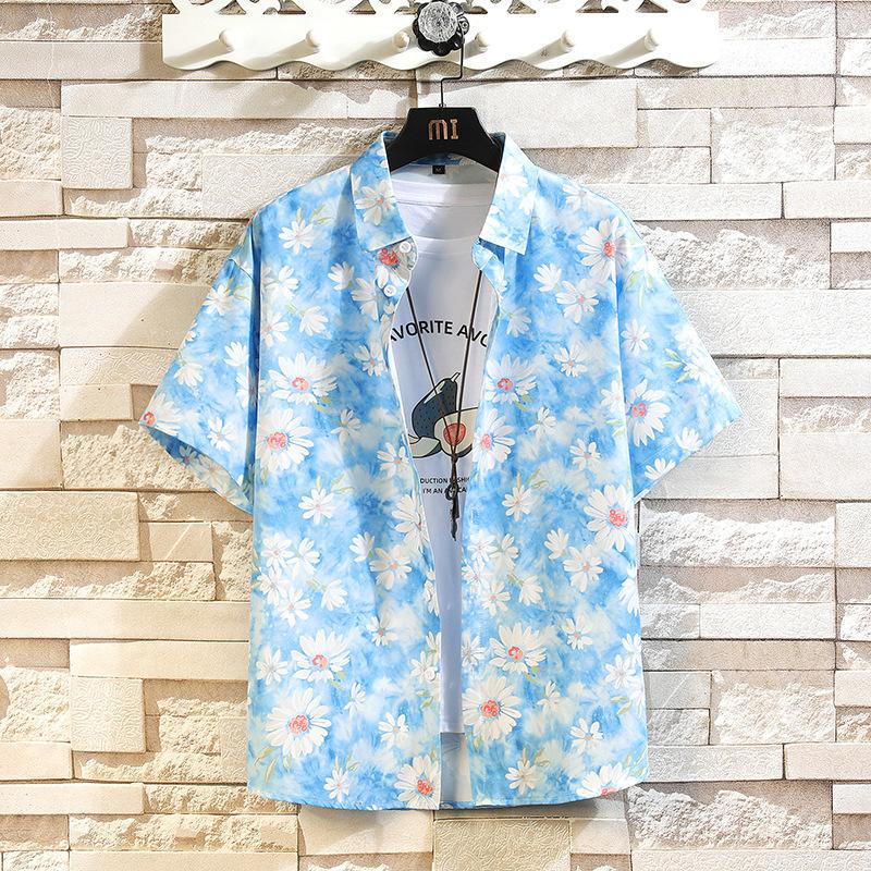 2026 Summer New Men's Floral Loose Short-Sleeve Shirt Fashionable Casual Beach Shirt