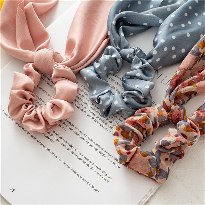 3pcs/Set Fashion Women's Hair Accessories Polka Dots Floral Print Scrunchy for Ladies And Girls Ponytail Holder Accessories