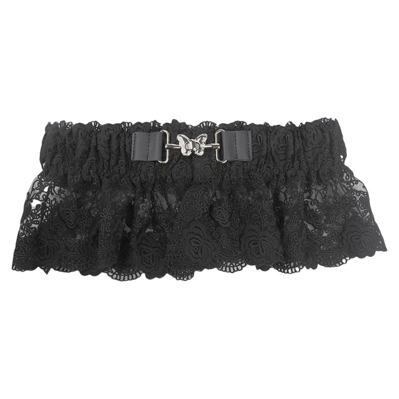 Adjustable Waist Cincher Belt Elastic Support Stretch Belt For Daily Wear Fitness Gym Classical Black Lace
