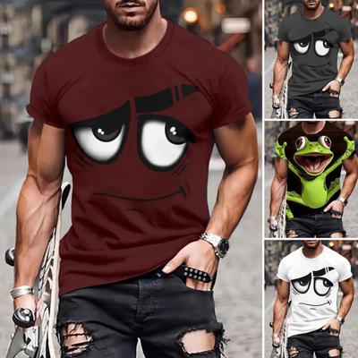 Erkek Komik Günlük Tişört Çizgi Film Hayvan Baskılı Tişört Yuvarlak Yaka Kısa Kollu Kazak Günlük Giyim Sokak Partisi Plaj İçin