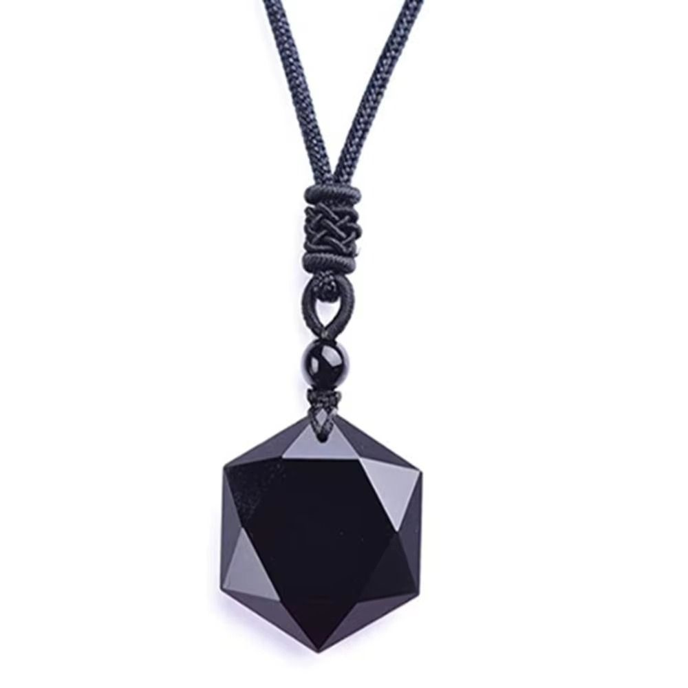 Lucky Love Obsidian Necklace Amulet Pendants Stone Necklace Hexagram Pendant  Jewelry Gift