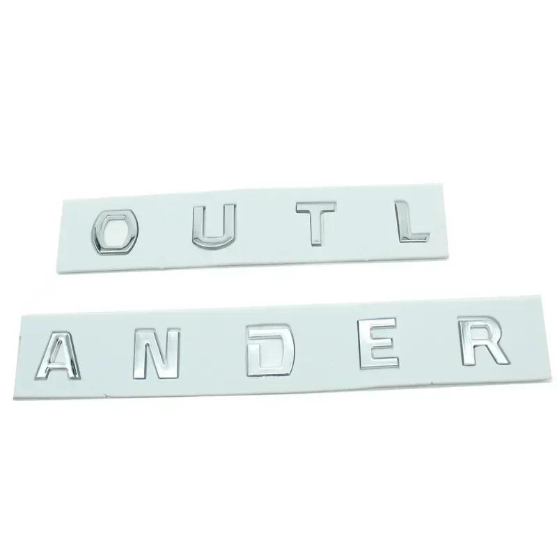 For Mitsubishi 13-19 Outlander Letters Bonnet Badge Front Hood Emblem 3D ABS Stickers Chrome Black Car Styling Accessories