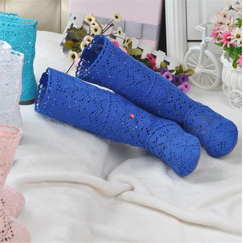 2025 Hollow Boots Shoes Breathable Knit Line Mesh Fashion High Help Summer Women's Boots High To Help Women's Shoes 11 Colors