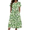Women's Summer Fashion Round Neck Casual Plant Floral Print Short Sleeve Dress