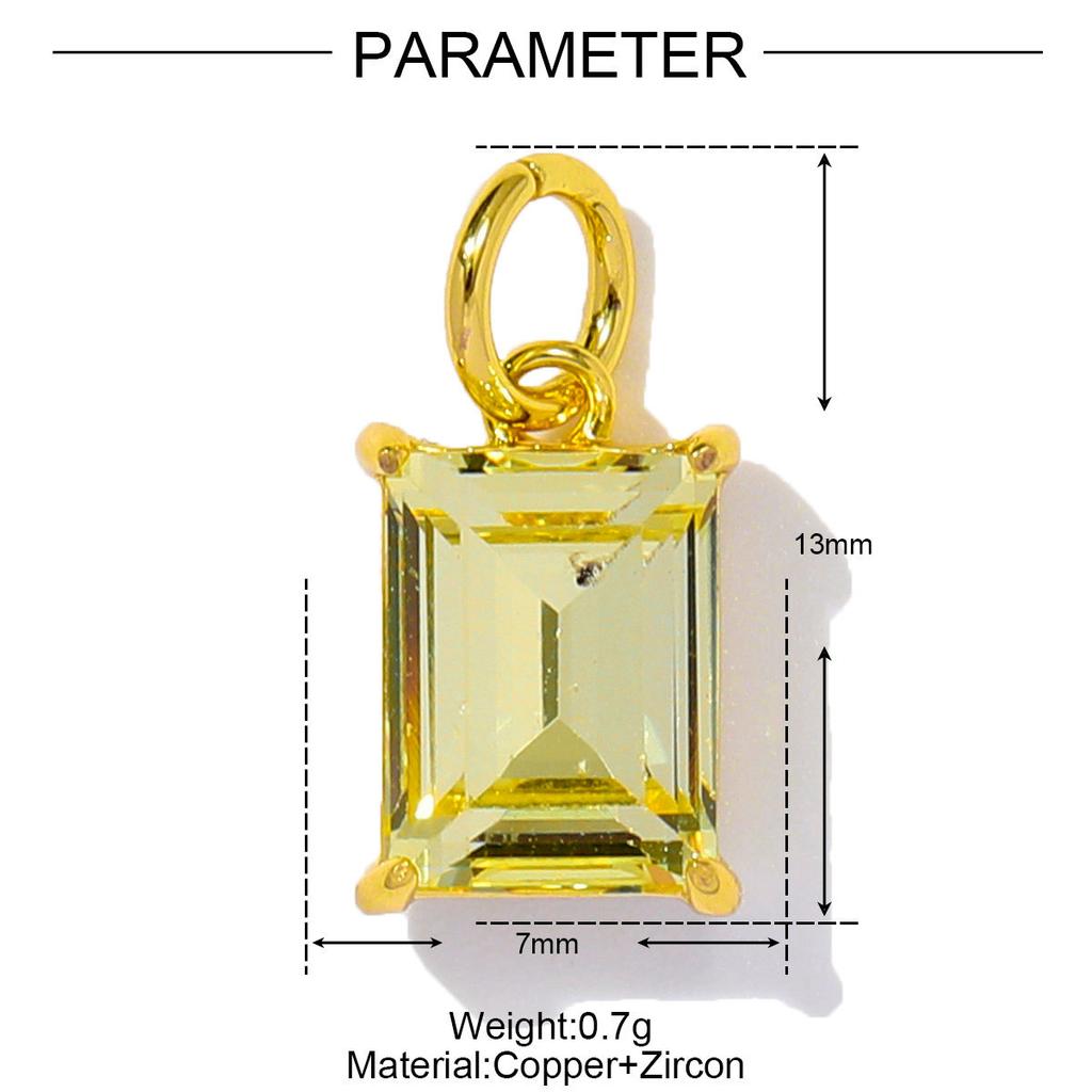 Luxurious purple Olive-green Droplet square Brass Zirconia DIY Pendant Exquisite Accessory Jewelry Charms for Bracelet Necklace