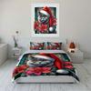 Christmas Cat with Poinsettias Bedding Duvet Cover Set  (1*Duvet Cover 2*Pillowcases, without duvet insert)