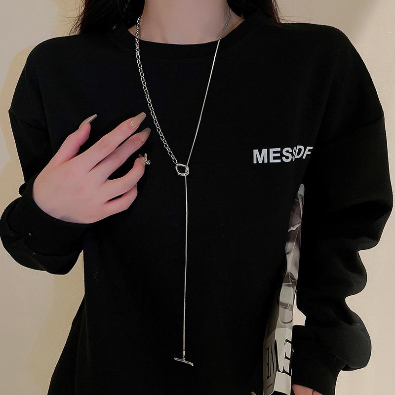 Simple butterfly adjustable necklace niche versatile light luxury sweater chain women's high-end fashion temperament jewelry