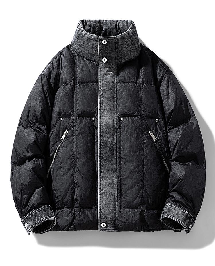 LEE Collaboration Men's Winter Denim Patchwork Down Jacket, 90% Down.