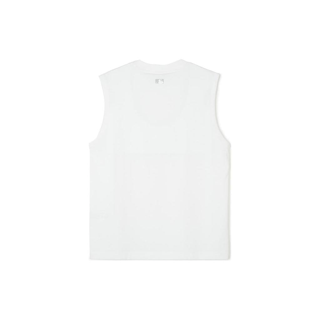 MLB Base Logo Tank Tops Unisex Ecru Crew Neck Moderate Straight Fit 3ATKB0243-50WHS