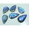 Natural Blue Labradorite Checker Cut Pear Cabochon Loose Gemstone 06 Pcs Lot C-3697