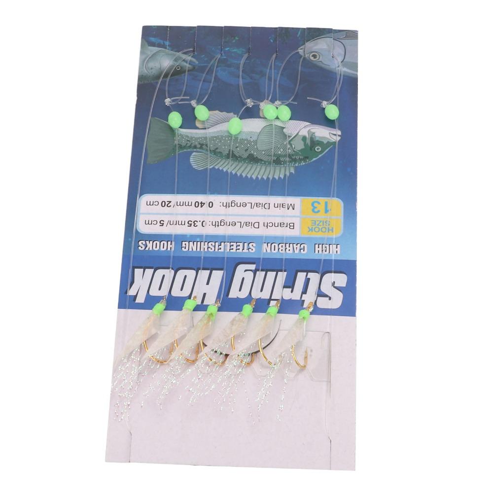 5 Sets Soft Fish Skin Fishing Rigs with Luminous Beads Fishing Lure Rigs Saltwater Fishing