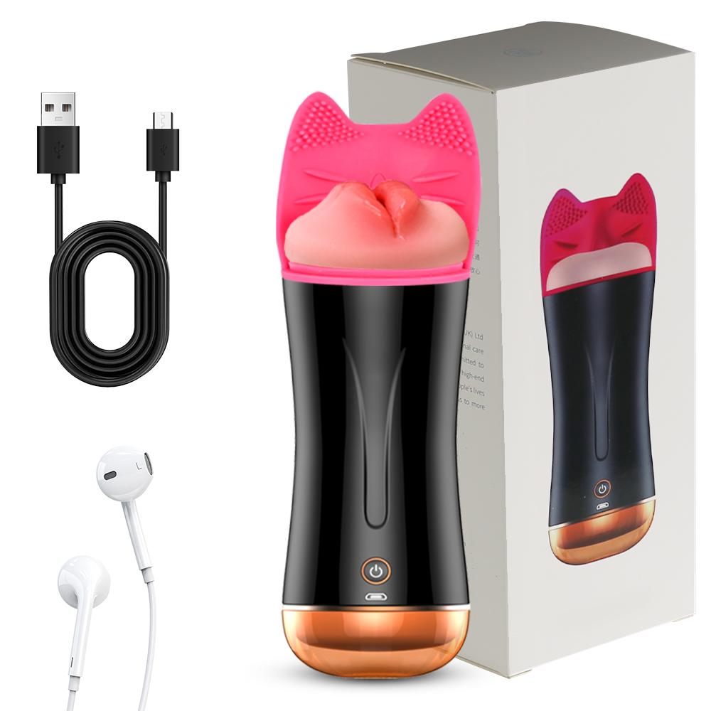 2 In 1 Automatic Masturbator Cup For Men Real Blowjob Machine Man Real Vagina Silicone Vibrator Masturbation Male Adult Sex Toy