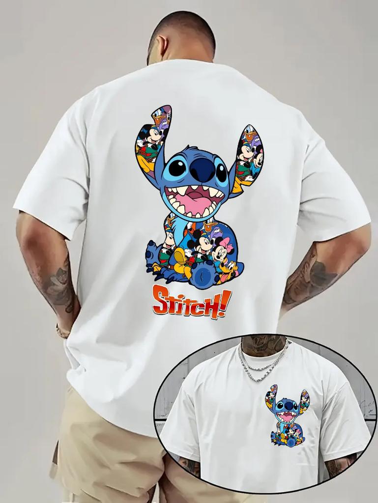 Summer Disney Series Cartoonprinted Pure Cotton Tshirts Are Fashionable Loose and Casual Shortsleeved for Both Men and Women