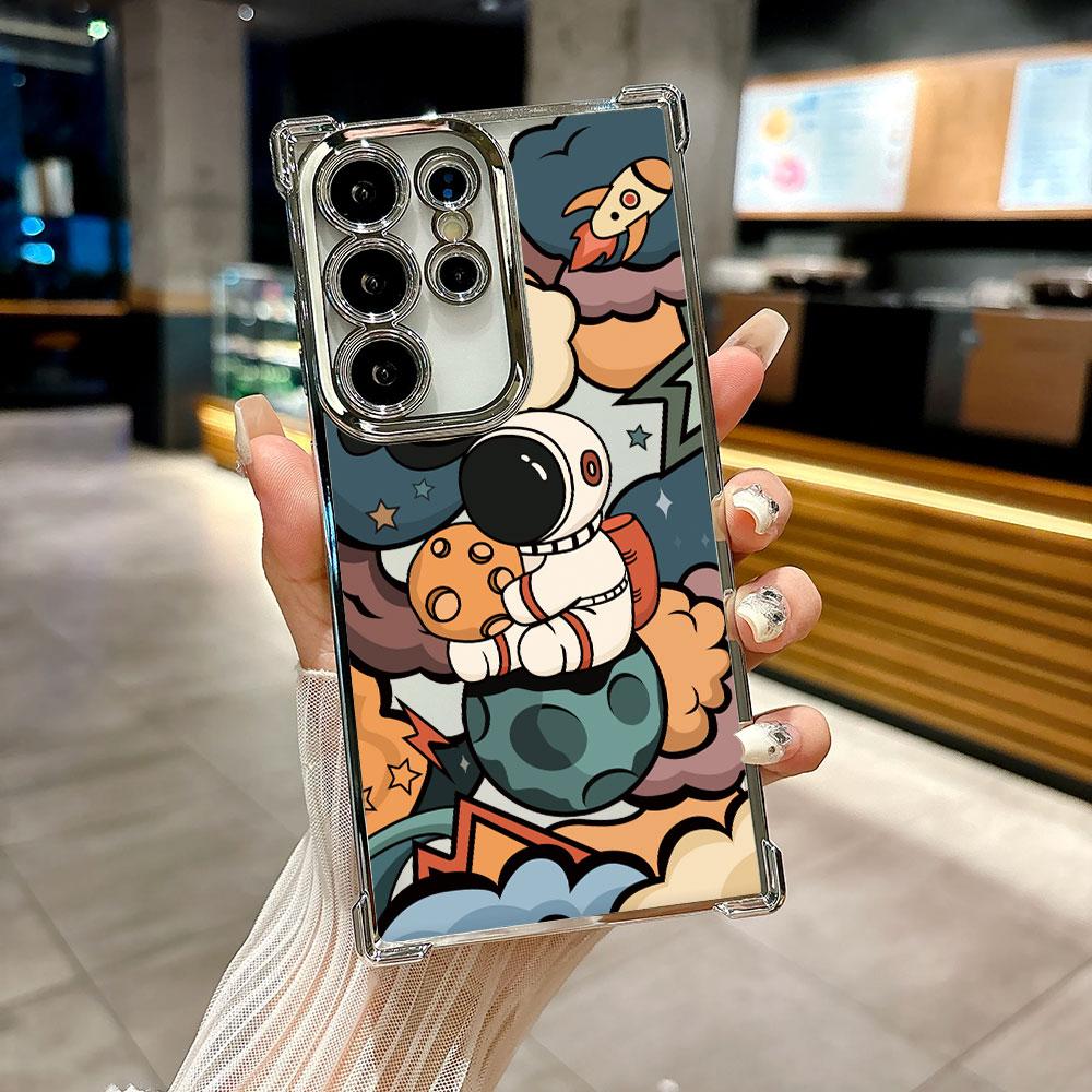 Cute Astronaut Planet Spaceman Coque For Galaxy S26 Ultra Phone Case For Samsung S26 S25 S24 S23 S21 Ultra S20 FE S25 Plus Cover